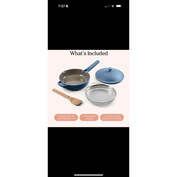 Our Place 10.5-Inch Ceramic Nonstick Skillet Pan, Toxin-Free Blue Salt New - Picture 3 of 4